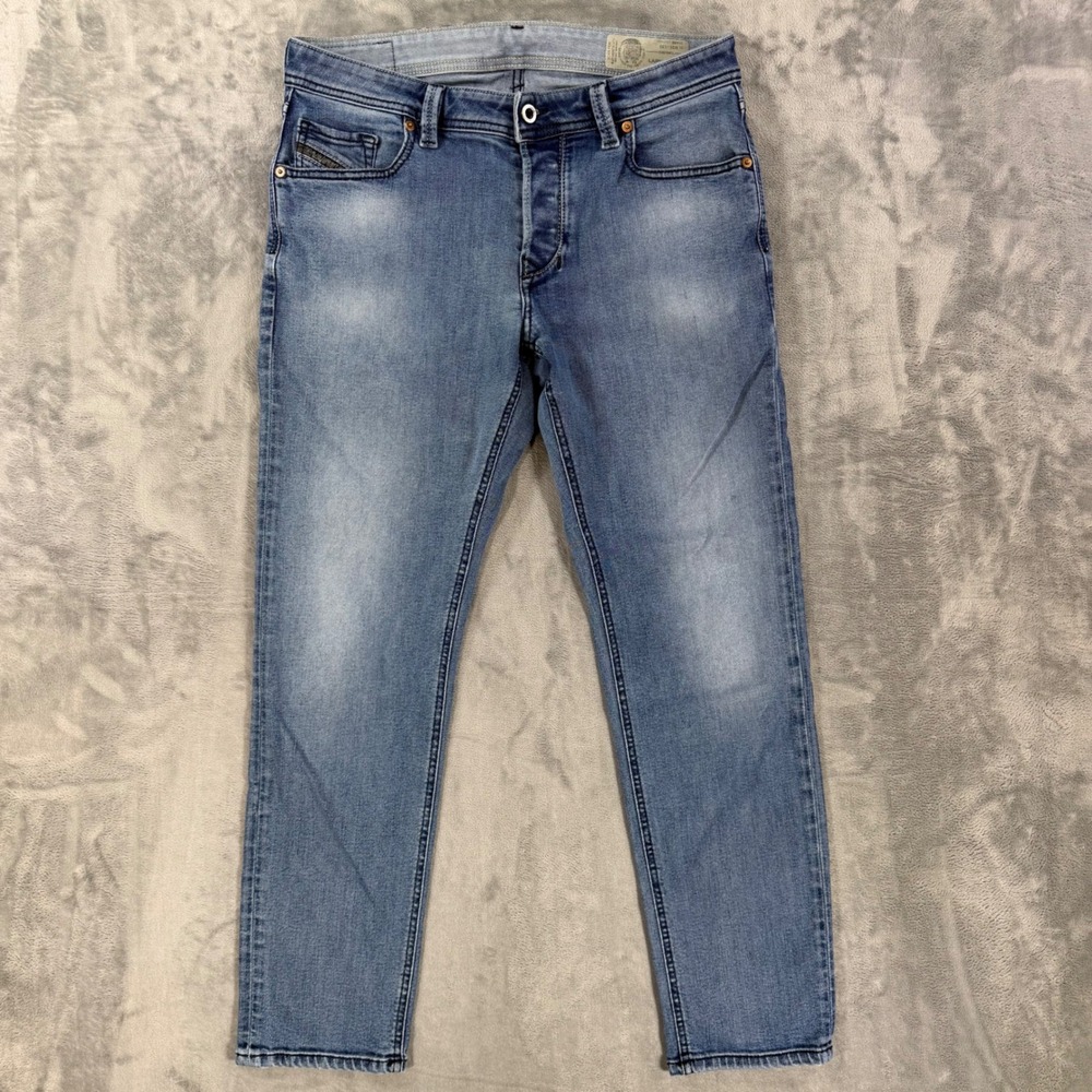 Diesel Larkee Beex Tapered Jeans Men's 31x30 Light Wash Blue Button Fly